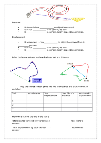 Distance Vs Displacement worksheet by ScienceAmb | Teaching Resources