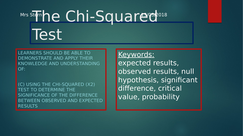 Y13 Biology Chi-Squared lesson