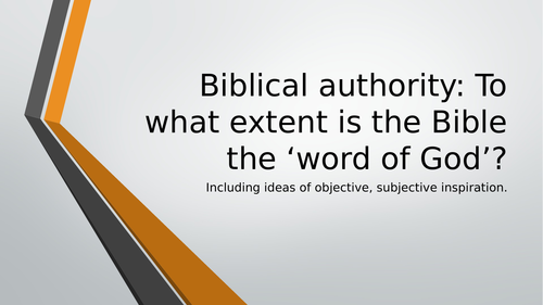 A Level RS Biblical Inspiration and Authority