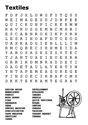 Textiles Word Search