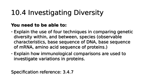 NEW AQA AS Biology 10.4 Investigating Diversity