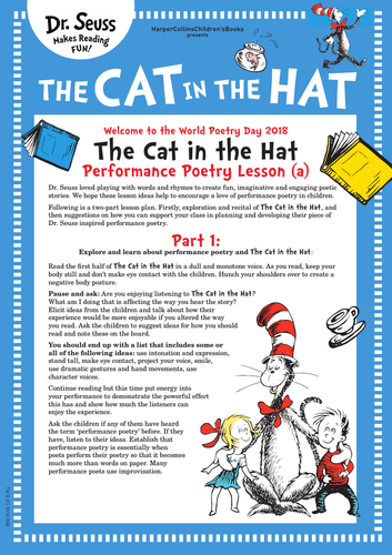 Dr. Seuss | The Cat in the Hat | World Poetry Day Resources