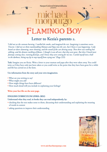 Michael Morpurgo Flamingo Boy Letter to Kezia's Parents