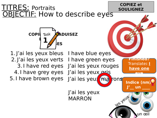 Year 7 Eyes - Describing your eyes and colour