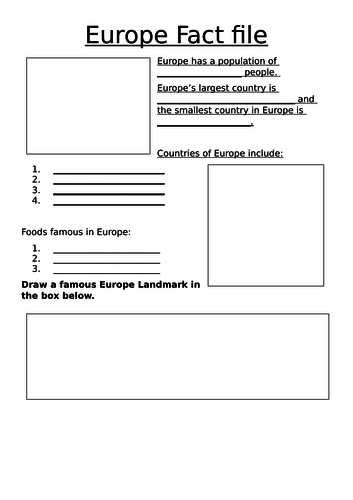 Europe Factfile lesson resources and presentation KS1 CONTINENTS EUROPE