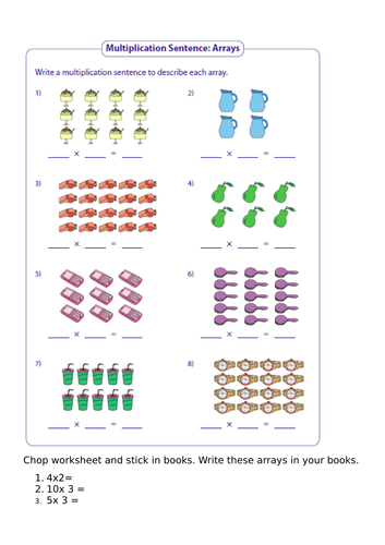 year 2 maths multiplying with arrays differentiated