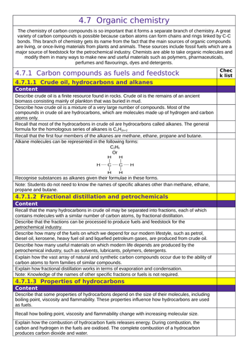 AQA: GCSE (1-9): Chemistry : 4.7  Organic chemistry Tick List