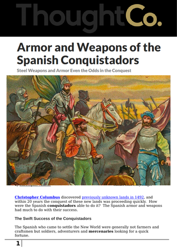 Spanish Conquest of the Americas - Armor and Weapons