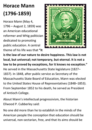 Horace Mann Handout | Teaching Resources