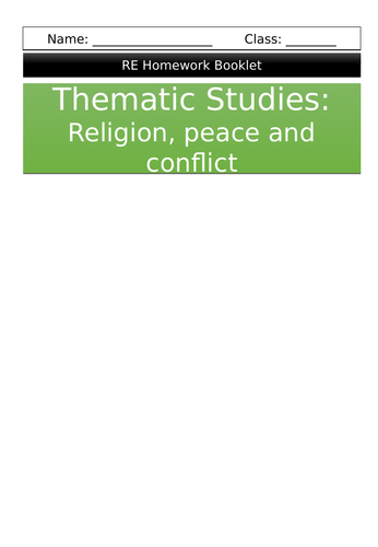 Thematic studies: Religion, peace and conflict homework booklet