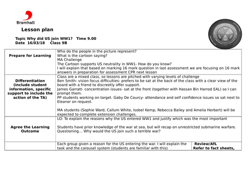 AQA 9-1 End of War -Why did US enter the War? | Teaching Resources