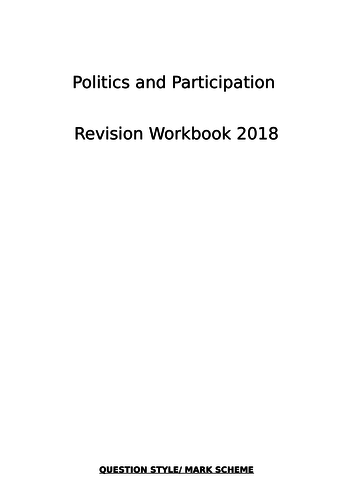 AQA 9-1: Citizenship: Politics and Participation: Revision Workbook for the whole unit