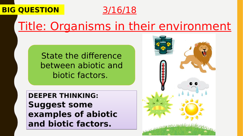 AQA new specification-Organisms in their environment-B15.2