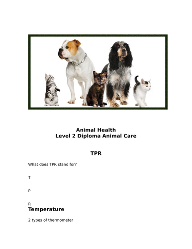 Animal Health TPR Temperature Pulse Respiration