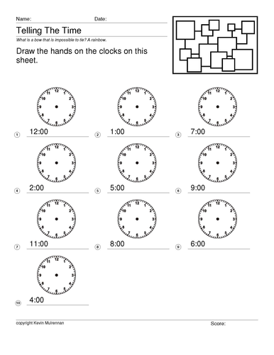 Freebie Telling the Time KS1 KS2 Mathematics