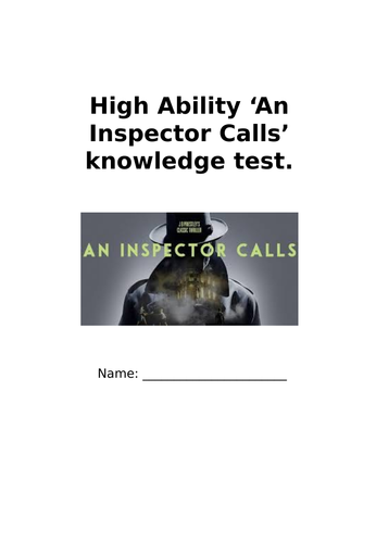 High Ability 'An Inspector Calls' knowledge test