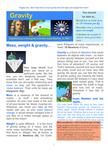 KS3 Forces Independent Revision & Flipped Learning (Gravity, Contact Forces, Speed and Pressure)