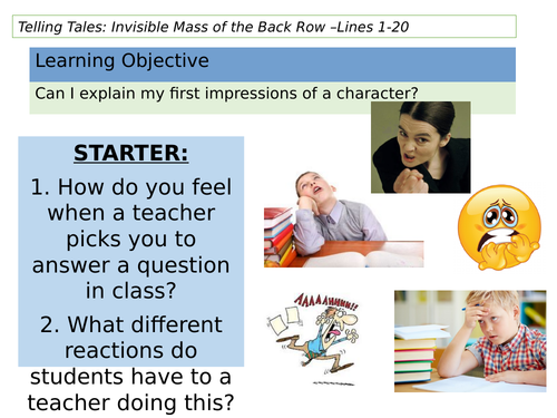 TELLING TALES: Invisible Mass of the Back Row Part 1 Lines 1-20