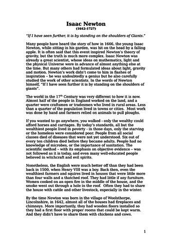 Isaac Newton - A sample chapter from 'Standing on the Shoulders of Giants'