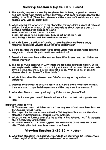 Chronicles of Narnia (Viewing Questions)