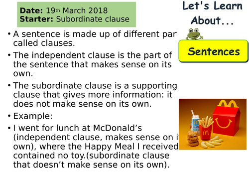 What Is A Subordinate Clause Ks2