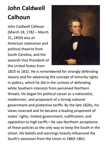 John Caldwell Calhoun Handout