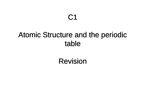 New Chemistry  AQA GCSE Revision Unit 1 Atomic Structure and the Periodic table