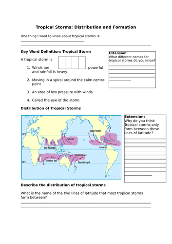 Tropical Storms: Distribution and Formation