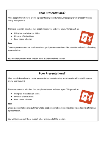 Poor Presentation Worksheet