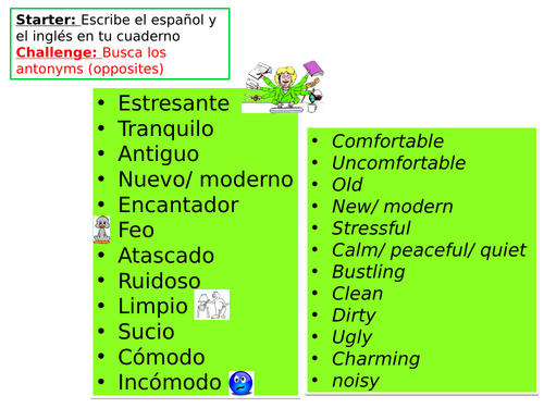 KS3 Spanish - Describing where you live - adjectives/ positive and negatives focus
