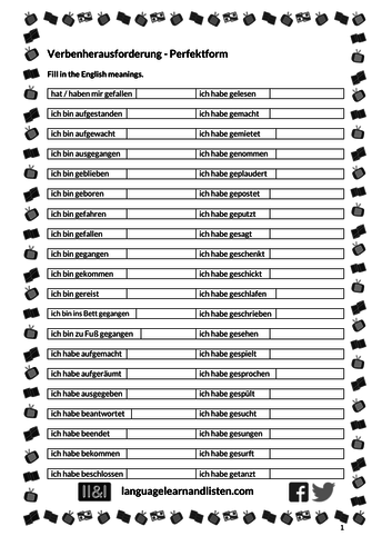 Perfektform - verb challenge