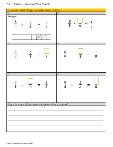 Year 4 - Subtracting fractions