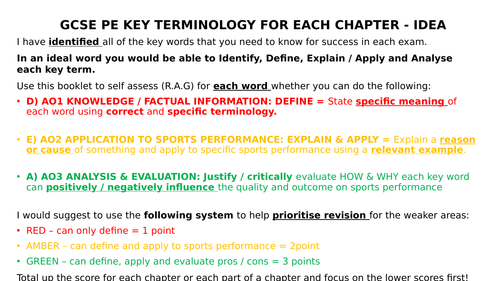 AQA GCSE PE HOT SEAT & KEY TERMINOLOGY REVISION FOR BOTH PAPERS