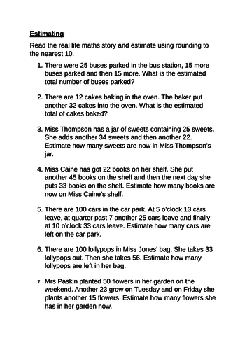 Rounding to estimate worksheets.  Estimation YEAR 2. Differentiated LA/MA/HA exemplification  Y2