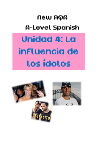 New AQA A-Level Spanish Unit 4: La influencia de los ídolos