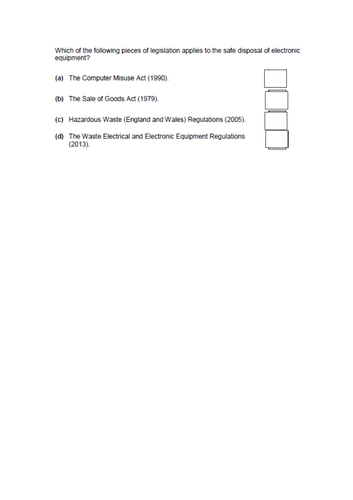 OCR Cambridge Technicals in IT - Unit 1 - 5.6 - Safe disposal of data and equipment