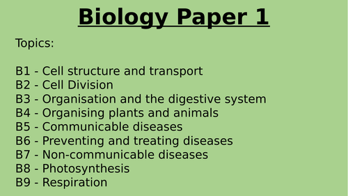 AQA Biology Paper 1 Knowledge Organiser Booklet