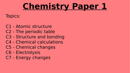 AQA Chemistry Paper 1 - Knowledge Organiser Booklet