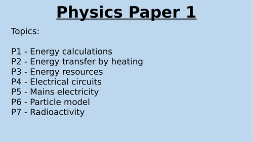 AQA Physics Paper 1 - Knowledge Organiser Booklet