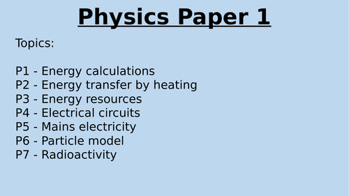 topics for paper 1 physics