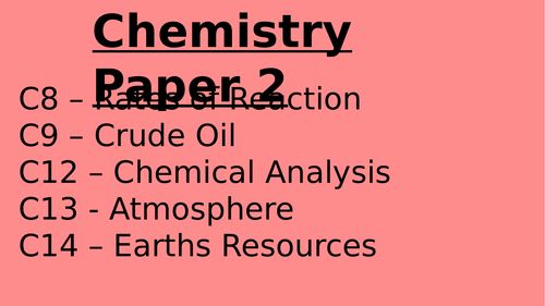 AQA Chemistry Paper 2 - Knowledge Organiser booklet