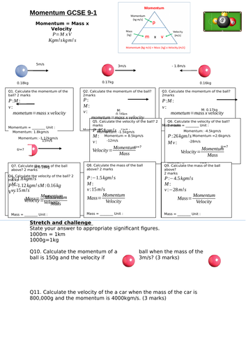 Momentum GCSE 9-1 Worksheet