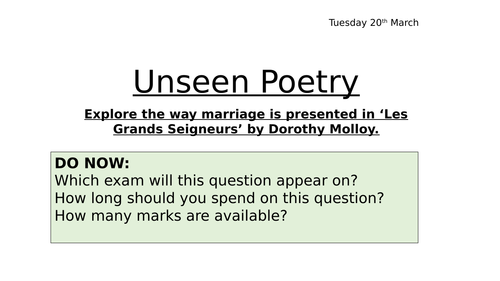 Unseen Poetry Analysis 'Les Grands Seigneurs'