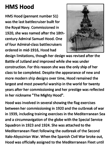 HMS Hood Handout