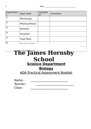 AQA Required practicals booklet with exam questions.