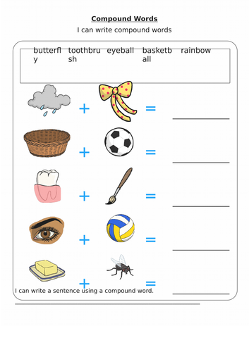 compound word iwb resource and worksheet for ks1 year one teaching