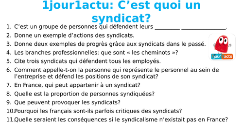 1jour1actu - C'est quoi un syndicat?