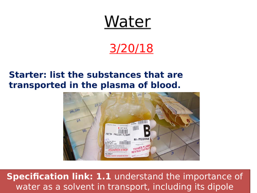 IAL New Spec 2018: Properties of water - dipole molecule and solvent