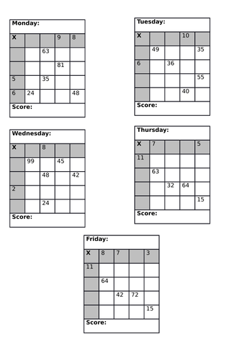 DailyTables Challenge Grids