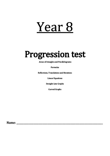 Progression test for Year 8. Includes Answer Key.